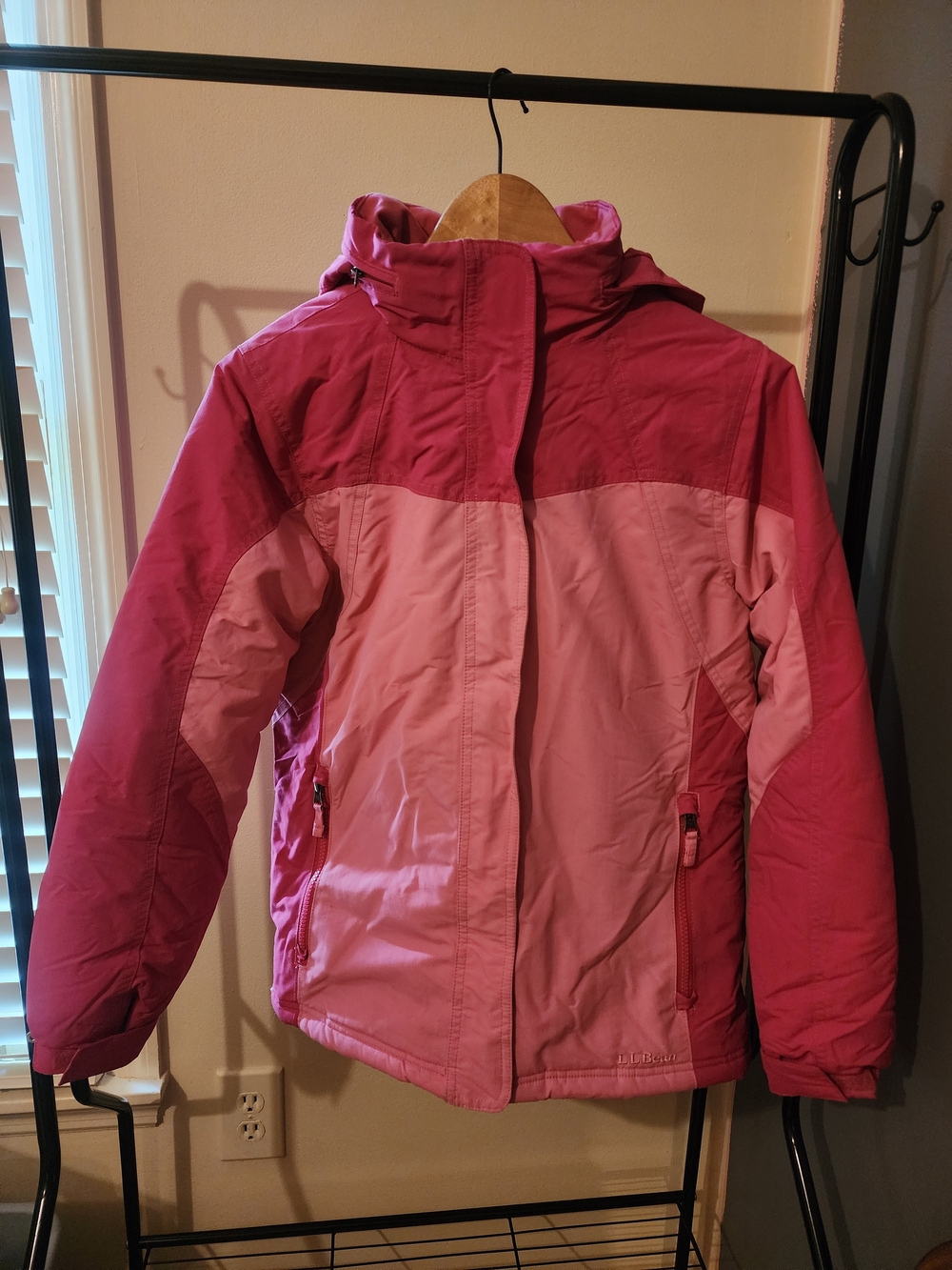 L.L. Bean Thinsulate Two-Tone Pink Hooded Puffer Jacket L 14-16